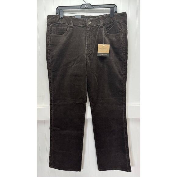 Calvin Klein Denim - Calvin Klein Corduroy Jeans Womens 16 Dark Brown Straight/Wide Leg Preppy NEW